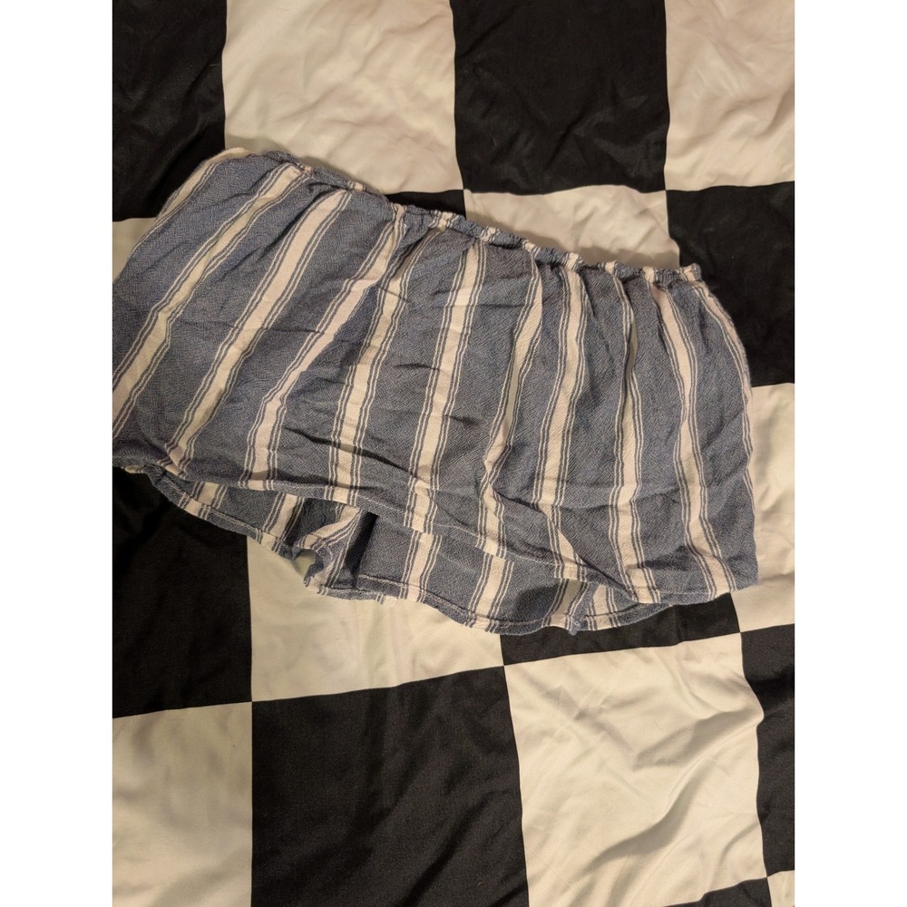 Hollister Blue White Stripe Smocked Off The Shoulder Crop Tube Top Size S